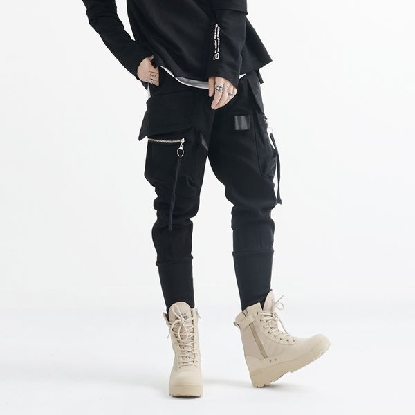 men's pants 2021 clothing gd fashion stylist hip hop catwalk street multi pocket overall ankle banded harem costumes, Black
men's pants 2021 clothing gd fashion stylist hip hop catwalk street multi pocket overall ankle banded harem costumes, Black