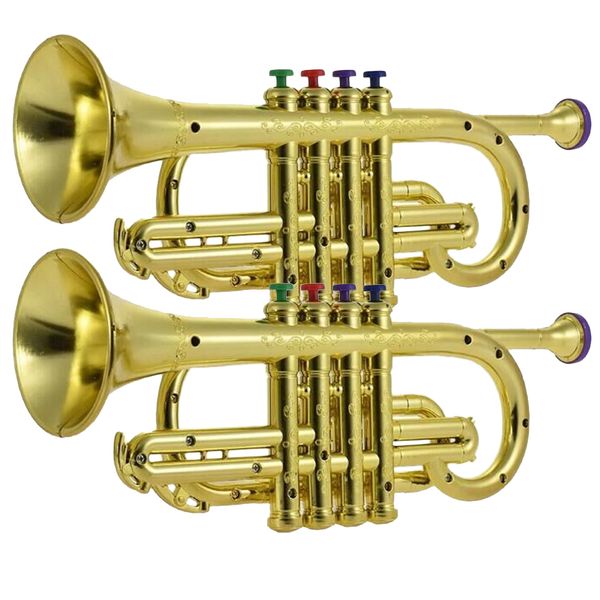 2x plastic trumpet noise maker for kids musical toy party favor gift golden 
2x plastic trumpet noise maker for kids musical toy party favor gift golden