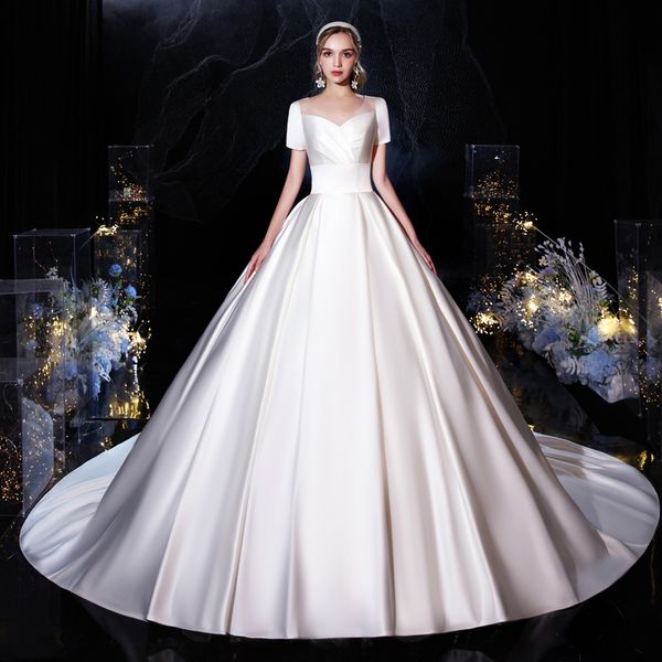 bateau neck satin a line wedding dress 2021 ivory white sweep train bridal gowns lace up bride dresses
bateau neck satin a line wedding dress 2021 ivory white sweep train bridal gowns lace up bride dresses