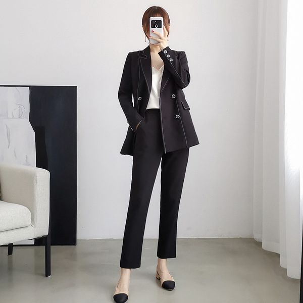 women's plus size 5xl office pants suit 2020 new autumn slim black blazer two-piece feminine professional trousers, White;black
women's plus size 5xl office pants suit 2020 new autumn slim black blazer two-piece feminine professional trousers, White;black