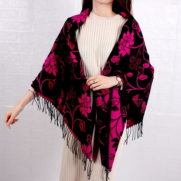new scarf women's double-faced flower shawl outer warm scarf cloak tower office dual-use versatile thickened warm cloak, Blue;gray
new scarf women's double-faced flower shawl outer warm scarf cloak tower office dual-use versatile thickened warm cloak, Blue;gray