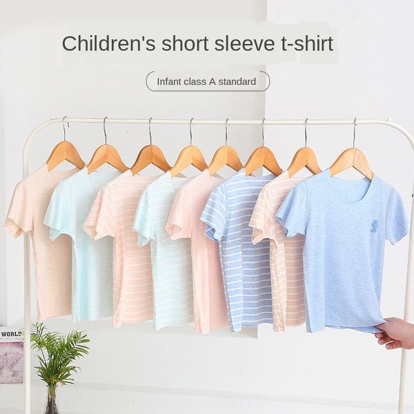 2bzyh 2020 new children's summer modal traceless round collar coat striped short sleeve shirt for boys and girls elastic sports shor, Blue
2bzyh 2020 new children's summer modal traceless round collar coat striped short sleeve shirt for boys and girls elastic sports shor, Blue