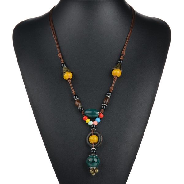 new boho style ceramic pendant necklace for women's jewelry hand-weaving rope chain stone wood beads necklace for women n0065, Silver
new boho style ceramic pendant necklace for women's jewelry hand-weaving rope chain stone wood beads necklace for women n0065, Silver