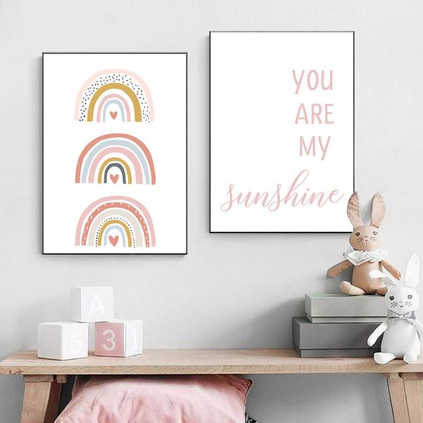 pink rainbow canvas print you are my sunshine quotes painting nursery wall art poster nordic wall pictures kids baby room decor
pink rainbow canvas print you are my sunshine quotes painting nursery wall art poster nordic wall pictures kids baby room decor
