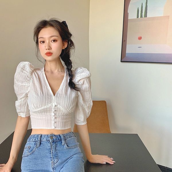 summer 2020 new french v-neck women's design sense niche shirt white short bubble sleeve shirt
summer 2020 new french v-neck women's design sense niche shirt white short bubble sleeve shirt