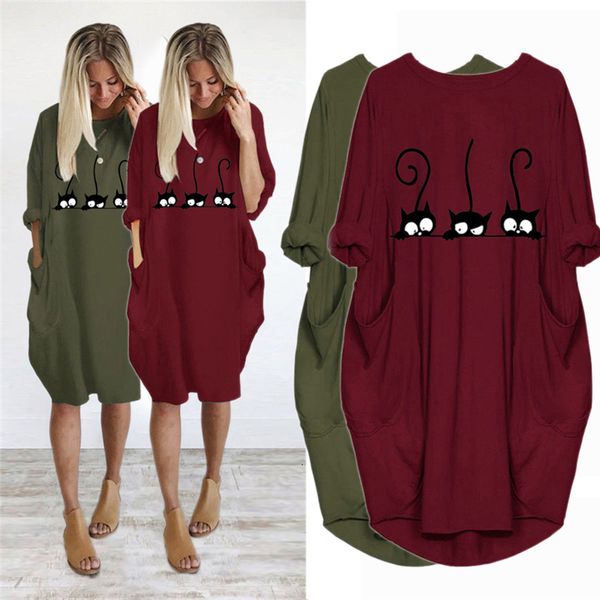 dress cute cat printing pocket loose dress vintage fall maxi clothes woman casual dresses party women dresses plus size kleider, Gray
dress cute cat printing pocket loose dress vintage fall maxi clothes woman casual dresses party women dresses plus size kleider, Gray