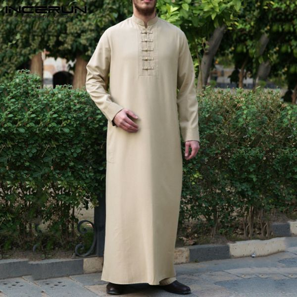 ethnic clothing incerun men jubba thobe solid color long sleeve middle east robes stand collar button vintage islamic arabic dubai kaftan, Red
ethnic clothing incerun men jubba thobe solid color long sleeve middle east robes stand collar button vintage islamic arabic dubai kaftan, Red