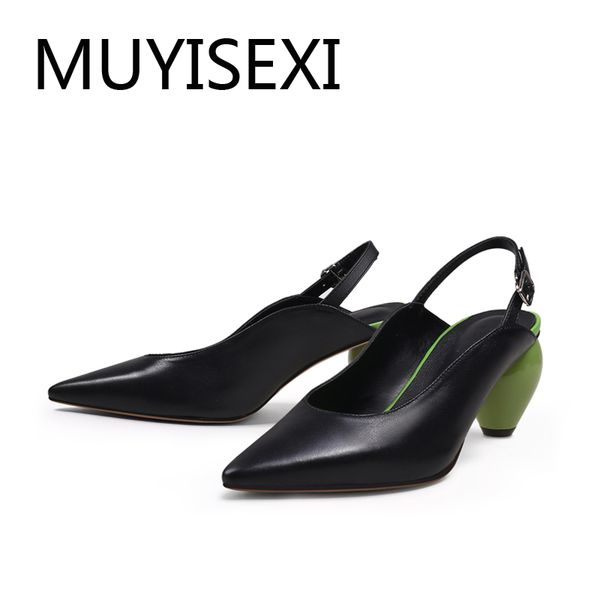 women slingbacks natural leather pointed toe 6cm high strange heel office lady sheos fashion dating party pumps hl224 muyisexi, Black
women slingbacks natural leather pointed toe 6cm high strange heel office lady sheos fashion dating party pumps hl224 muyisexi, Black