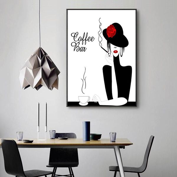 Abstract Lip Smoking Woman Coffee Bar Black and White Art Canvas Painting Wall Art for Living Room Home Decor (No Frame)
Abstract Lip Smoking Woman Coffee Bar Black and White Art Canvas Painting Wall Art for Living Room Home Decor (No Frame)