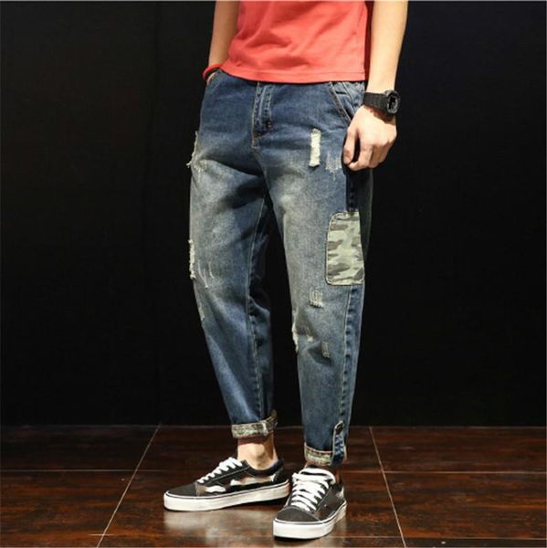 januarysnow fashion patchwork ripped men's jeans boys loose casual holes ankle-length harem pants jeans trousers large size 28-42, Blue
januarysnow fashion patchwork ripped men's jeans boys loose casual holes ankle-length harem pants jeans trousers large size 28-42, Blue
