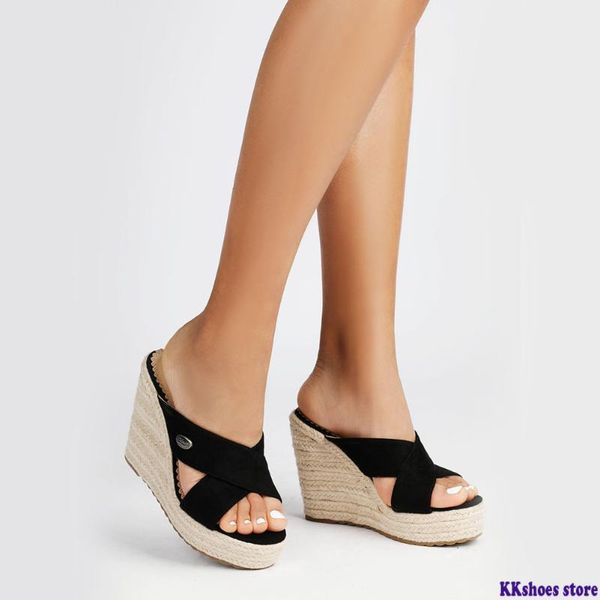 wholesale plus size 43 summer high heels platform slipper women wedge shoes woman mules sandals female, Black
wholesale plus size 43 summer high heels platform slipper women wedge shoes woman mules sandals female, Black