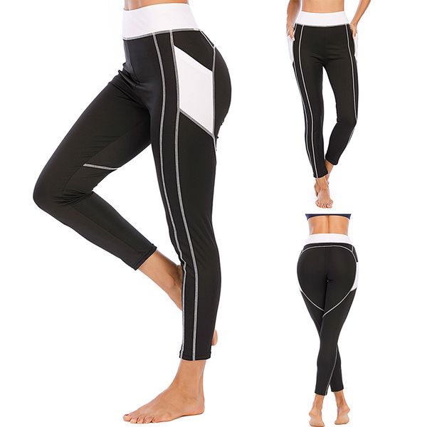 ladies stitching color sports long pants high waist fitness hip lifting pants ladies running yoga, White;red
ladies stitching color sports long pants high waist fitness hip lifting pants ladies running yoga, White;red