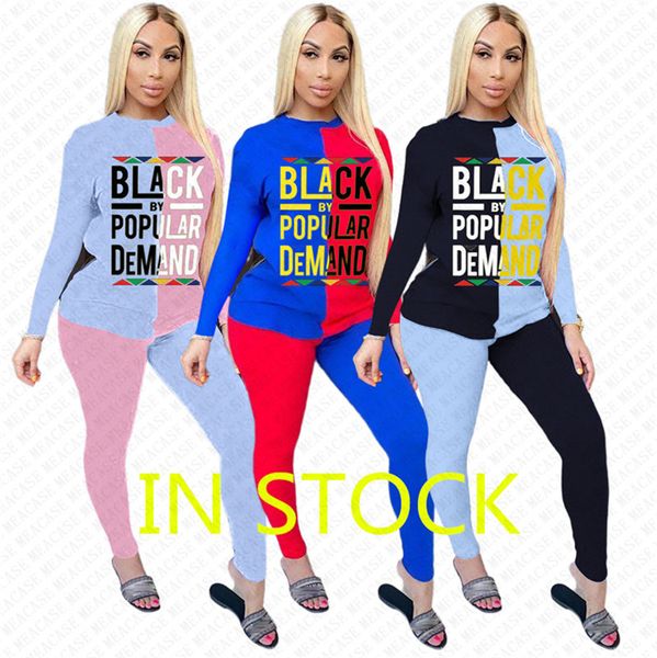 women two pieces tracksuit brand letter black by popular demand patchwork long sleeve t shirt pants sweater trousers sport suit d72304, White
women two pieces tracksuit brand letter black by popular demand patchwork long sleeve t shirt pants sweater trousers sport suit d72304, White