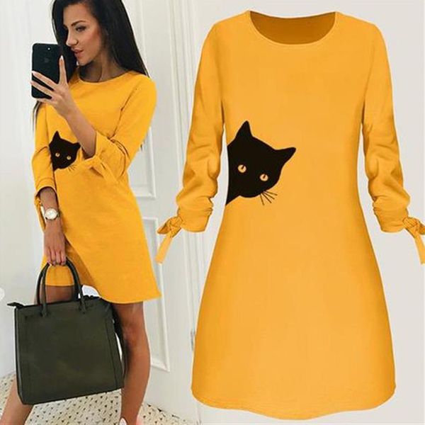 kawaii cat letters print mini dressfor women o neck casual long sleeve bandage thin sundress elegant ladies beach dress vestidos, Black;gray
kawaii cat letters print mini dressfor women o neck casual long sleeve bandage thin sundress elegant ladies beach dress vestidos, Black;gray