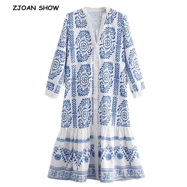 2020 new women bohemian blue white floral print long sleeve shirt dress vintage v neck ruffle hem single-breasted button dresses, Black;gray
2020 new women bohemian blue white floral print long sleeve shirt dress vintage v neck ruffle hem single-breasted button dresses, Black;gray