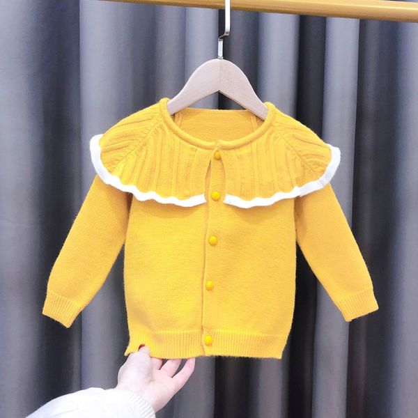 girls knitted cardigan 2020 autumn new baby girl lapel little girl sweater sweater sweater, Blue