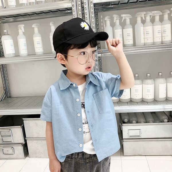 xll2020 boys and girls children's clothing shirt solid color short-sleeved new korean style children's denim shirt trendy style, White;black
xll2020 boys and girls children's clothing shirt solid color short-sleeved new korean style children's denim shirt trendy style, White;black