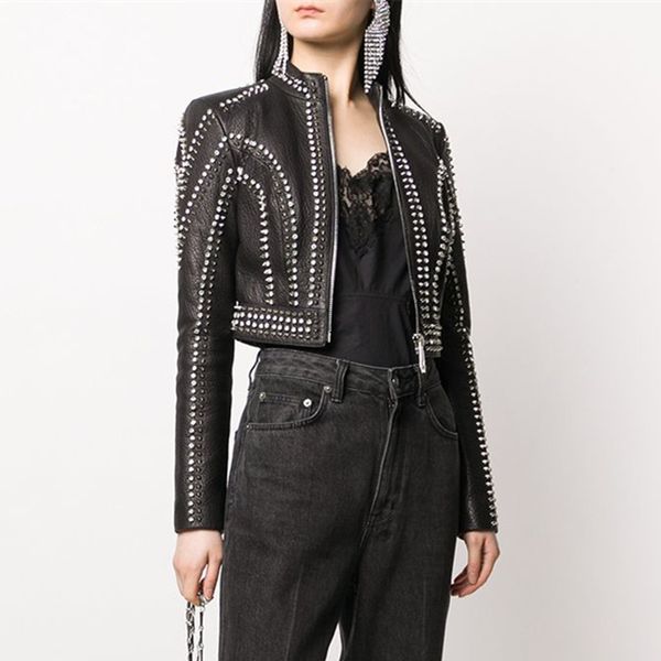 women's leather & faux womens genuine jacket luxury designer real sheepskin short coat female motorcycle black rivet crystal slim fit o
women's leather & faux womens genuine jacket luxury designer real sheepskin short coat female motorcycle black rivet crystal slim fit o