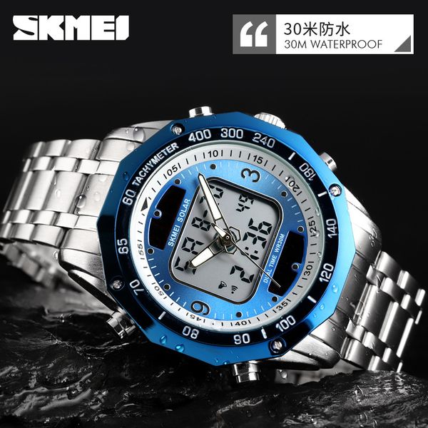 foreign trade selling solar dual display electronic watch creative screen pointer steel belt fashion sports watch, Slivery;brown
foreign trade selling solar dual display electronic watch creative screen pointer steel belt fashion sports watch, Slivery;brown