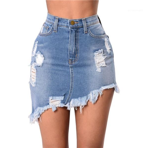 hip mini skirts irregular hole denim skirts fashion women designer clothing high waist women denim skirts sexy, Black