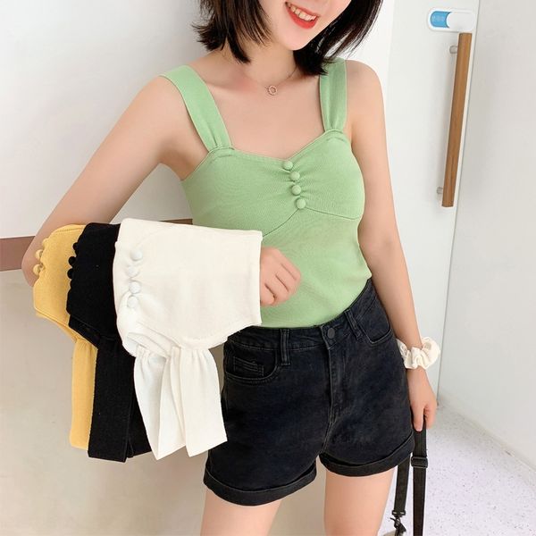 knitted vest camisole vest women's buckle candy color 2020 slim new ins korean style small sling top, Camo
knitted vest camisole vest women's buckle candy color 2020 slim new ins korean style small sling top, Camo