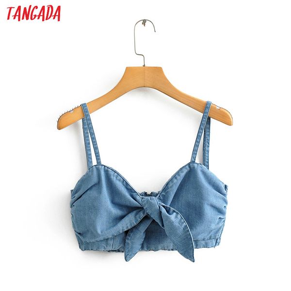 women's tanks & camis tangada women summer bow denim spaghetti strap sleeveless backless short shirts female solid 2a10, White
women's tanks & camis tangada women summer bow denim spaghetti strap sleeveless backless short shirts female solid 2a10, White