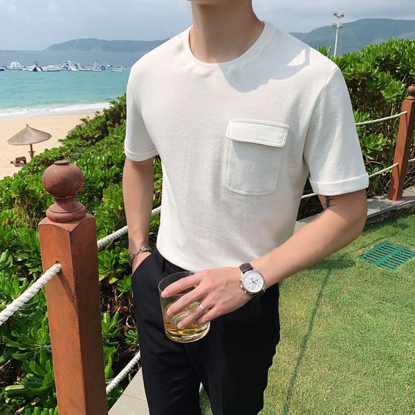 5colors summer solid t shirt men short sleeve all match front pocket slim fit mens casual t-shirts o-neck comfortable cotton kg-407, White;black
5colors summer solid t shirt men short sleeve all match front pocket slim fit mens casual t-shirts o-neck comfortable cotton kg-407, White;black