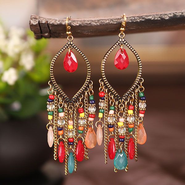 s1568 bohemian fashion jewelry vintage drop tassels beaded dangle earrings, Golden;silver
s1568 bohemian fashion jewelry vintage drop tassels beaded dangle earrings, Golden;silver