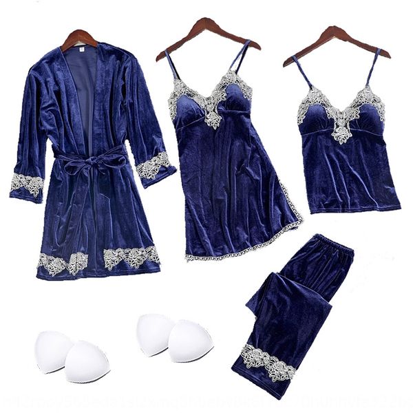 desit women's gold velvet four-piece nightgown embroidered lace home wear with chest four-piece set of 4 embroidery set of 4 pad season, Blue;red
desit women's gold velvet four-piece nightgown embroidered lace home wear with chest four-piece set of 4 embroidery set of 4 pad season, Blue;red