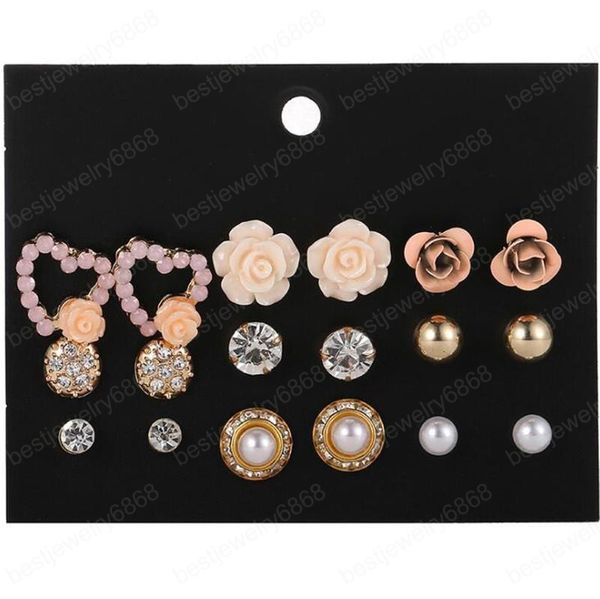 9 pairs/set crystal stud earrings gift flower new rhinestone imitation pearl earrings for girls ear studs pendientes jewelry set, Golden;silver
9 pairs/set crystal stud earrings gift flower new rhinestone imitation pearl earrings for girls ear studs pendientes jewelry set, Golden;silver