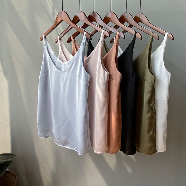 v-neck strapless sleeveless vest female satin inner bottoming shirt women satin camis, White
v-neck strapless sleeveless vest female satin inner bottoming shirt women satin camis, White
