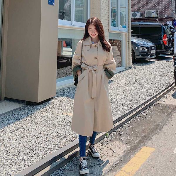 stitching windbreaker long section 2020 spring autumn new korean loose popular casual mid-length classic women trench coat w36, Tan;black
stitching windbreaker long section 2020 spring autumn new korean loose popular casual mid-length classic women trench coat w36, Tan;black