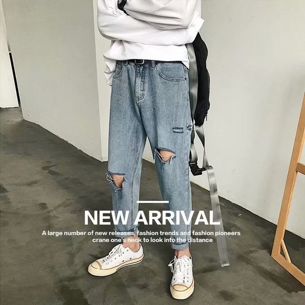 qdhzr 2020 spring summer and trousers and jeans bf all-match straight jeans men's korean style trendy pants loose hole wide leg ankle-l, Blue
qdhzr 2020 spring summer and trousers and jeans bf all-match straight jeans men's korean style trendy pants loose hole wide leg ankle-l, Blue
