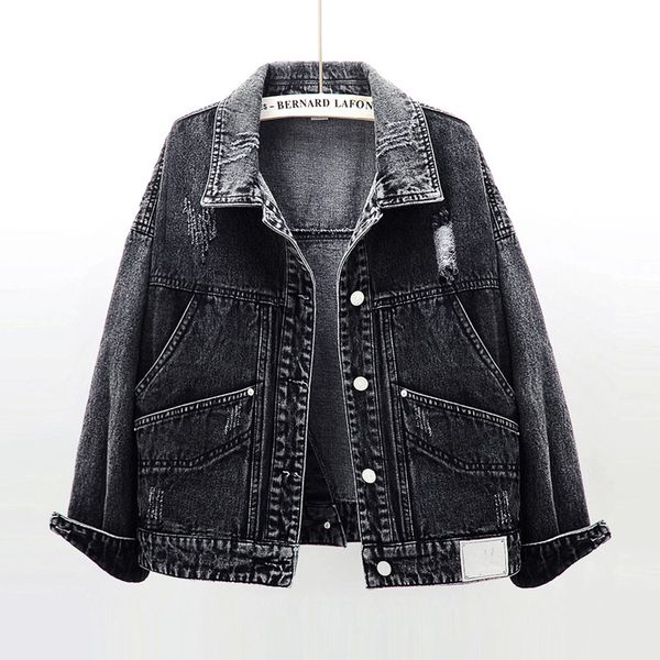 2020 spring autumn frayed hole black denim jacket women coat streetwear korean style plus size loose short jeans jacket female, Black;brown
2020 spring autumn frayed hole black denim jacket women coat streetwear korean style plus size loose short jeans jacket female, Black;brown