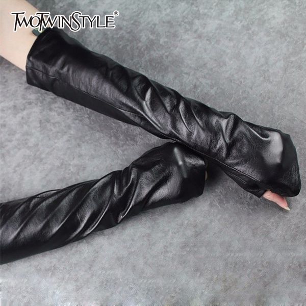 galcaur women' gloves pu leather black ruched long gloves accessories female 2020 fashion tide, Blue;gray
galcaur women' gloves pu leather black ruched long gloves accessories female 2020 fashion tide, Blue;gray