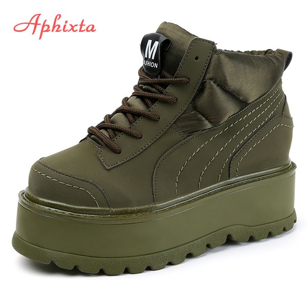 aphixta platform lace-up ankle winter women boots height increasing, Black 
aphixta platform lace-up ankle winter women boots height increasing, Black