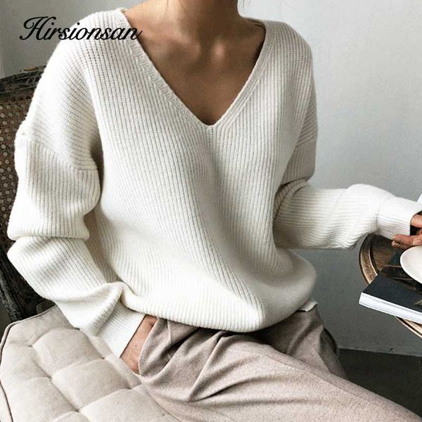 women's sweaters hirsionsan thicken sweater women 2021 vintage minimalist autumn winter korean casual solid knitted pullovers v neck, White;black
women's sweaters hirsionsan thicken sweater women 2021 vintage minimalist autumn winter korean casual solid knitted pullovers v neck, White;black