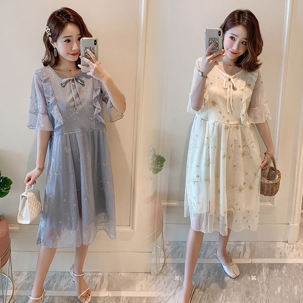 9118# maternity clothes summer embroidery gauze patchwork easy matching loose dress for pregnant women mom dress, White
9118# maternity clothes summer embroidery gauze patchwork easy matching loose dress for pregnant women mom dress, White