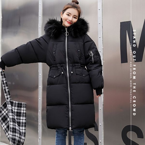 winter medium long parkas women's slim solid color hooded stand collar coat, Black
winter medium long parkas women's slim solid color hooded stand collar coat, Black