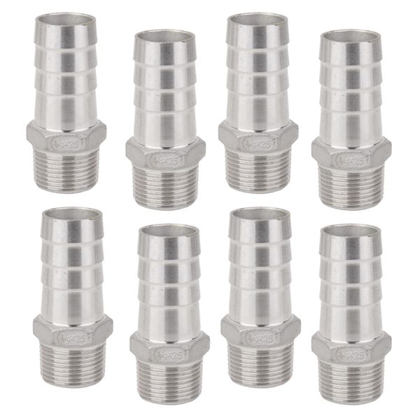 8 pieces 25mm x 3/4'' stainless steel compression hose pipe fitting coupling tail connector, barb x npt male
8 pieces 25mm x 3/4'' stainless steel compression hose pipe fitting coupling tail connector, barb x npt male