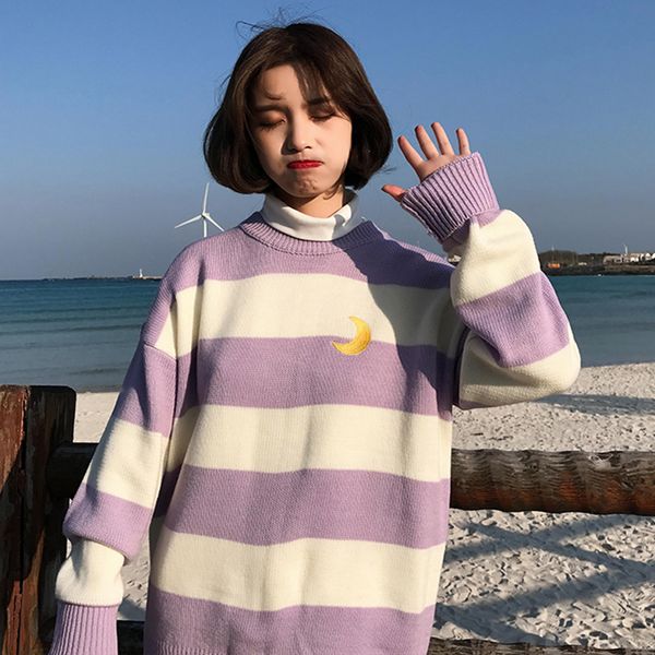 корейский stripes луна женщины вязать свитер harajuku опрятный kawaii ulzzang женский свитера осень японский с длинным рукавом теплые пулове, White;black
корейский stripes луна женщины вязать свитер harajuku опрятный kawaii ulzzang женский свитера осень японский с длинным рукавом теплые пулове, White;black