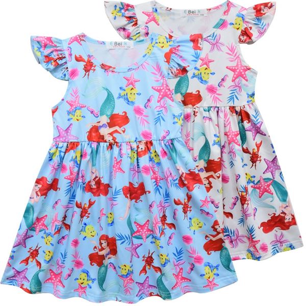 cartoon little mermaid ocean printed carnival kids clothes ruffles sleeveless floral princess dresses, Red;yellow
cartoon little mermaid ocean printed carnival kids clothes ruffles sleeveless floral princess dresses, Red;yellow