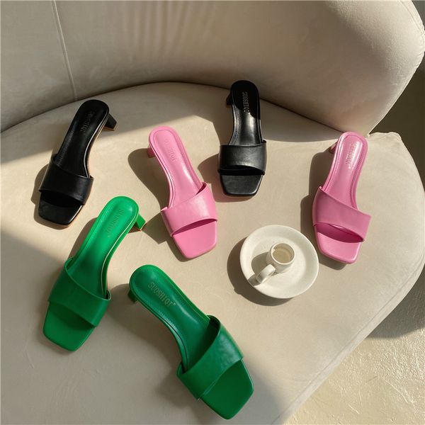 mule heels women sandals ladies high heel slippers green candy color open toes thick heel fashion female slides summer shoes, Black
mule heels women sandals ladies high heel slippers green candy color open toes thick heel fashion female slides summer shoes, Black
