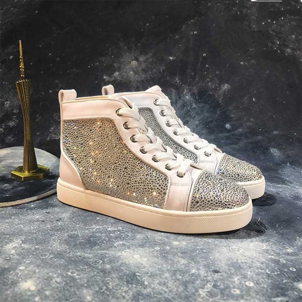 2020 jiamen red bottoms designer shoes men high genuine leather sneakers white crystals rhinestones mens 38-46, Black
2020 jiamen red bottoms designer shoes men high genuine leather sneakers white crystals rhinestones mens 38-46, Black