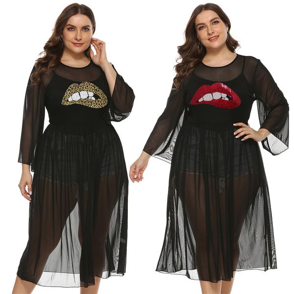 дамы дизайнер одежды sexy sheer губы pattern вышивка crew neck платье мода плюс размер женская одежда, Black;gray
дамы дизайнер одежды sexy sheer губы pattern вышивка crew neck платье мода плюс размер женская одежда, Black;gray