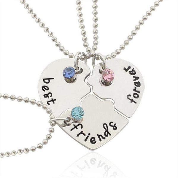 3pcs/set "friend forever and ever" bff friend necklace set 3 pieces heart shape puzzle hand stamped friendship jewelry, Silver
3pcs/set "friend forever and ever" bff friend necklace set 3 pieces heart shape puzzle hand stamped friendship jewelry, Silver
