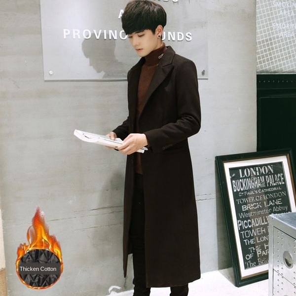 2019 men's long woolen warm windbreaker trendy men's casual korean slim-fit trench coat padded cotton warm coat, Black
2019 men's long woolen warm windbreaker trendy men's casual korean slim-fit trench coat padded cotton warm coat, Black
