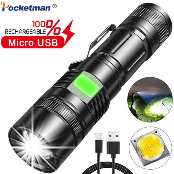 8000lm Pen Clip Usb Rechargeable Tactical Torch Xhp70 Led Zoomable Use 18650 Battery
