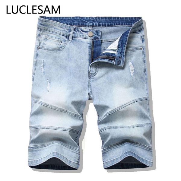 2020 male ripped denim short mens streetwear calf length jean shorts vintage straight half pants for men wild striped biker pant, Blue
2020 male ripped denim short mens streetwear calf length jean shorts vintage straight half pants for men wild striped biker pant, Blue