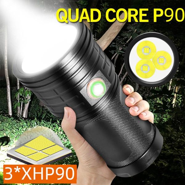 9000lm 3*xhp90 High Power Super Bright 3*xhp50 Usb Rechargeable Waterproof Camping Tactical Torch Use 4*18650 Battery